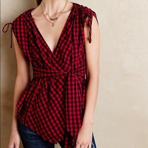 Anthropologie Holding Horses Wrapped Gingham top